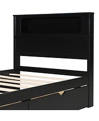 Streamdale Twin Size Gaming Bed with Led Headboard, Desk, Usb & Storage, Black