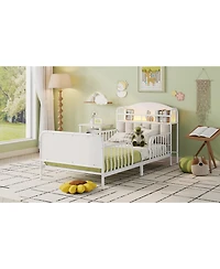 Streamdale Furniture Streamdale Twin Metal Platform Bed with Upholstered Storage Headboard, White