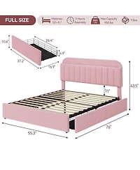 gaomon Full Bed Frame with Storage Headboard, Girls Bed Frame with 2 Drawers