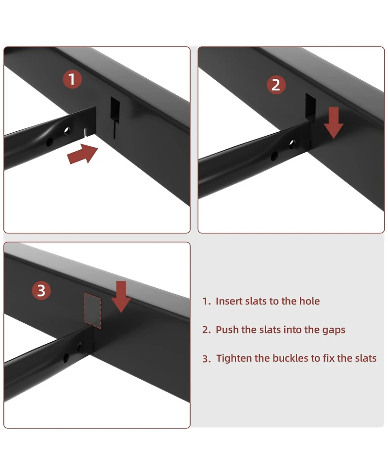 gaomon Faux Leather Platform Bed Frame with Upholstered Headboard - Metal Bed Frame with Steel Slats Support