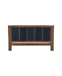 Streamdale Premium Pine Wood Queen Bed Frame, Mid Century Modern, Walnut & Green