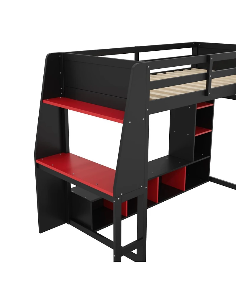 Streamdale Furniture Streamdale Twin Gaming Loft Bed with Desk & Storage