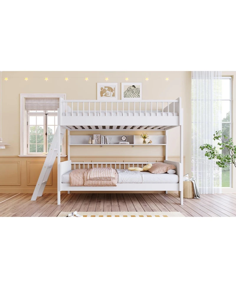 Streamdale Furniture Streamdale Twin Size Wooden Bunk Bed with 3 Storage Shelves, White