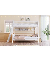 Streamdale Furniture Streamdale Twin Size Wooden Bunk Bed with 3 Storage Shelves, White