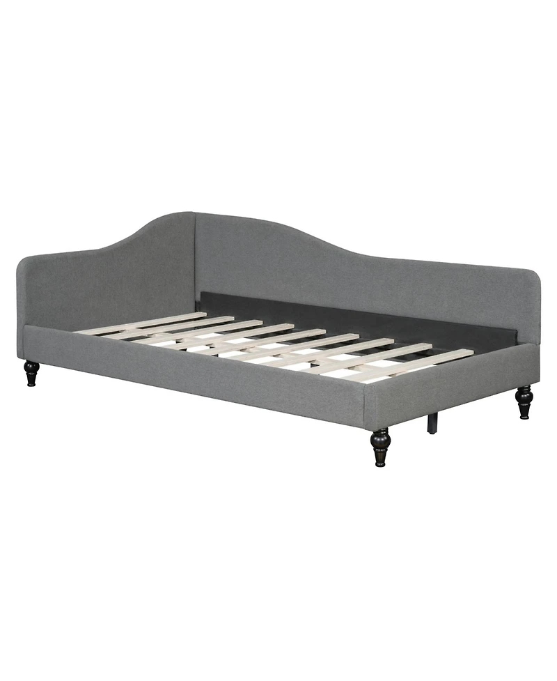 Streamdale Furniture Twin Size L-Shaped Linen Daybed, with Solid Wood Legs, Gray