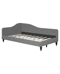 Streamdale Furniture Twin Size L-Shaped Linen Daybed, with Solid Wood Legs, Gray