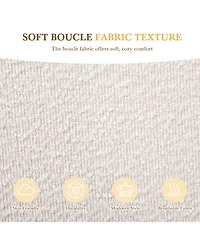 Streamdale Furniture Boucle Fabric Platform Bed with Curved Headboard