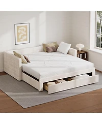 Streamdale Furniture Twin Upholstered Daybed with Trundle, Extendable to King