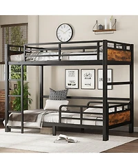 Streamdale Furniture Streamdale Twin Xl over Twin Xl Metal Bunk Bed/Loft Bed with Fence