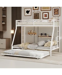Streamdale Furniture High-Stability Square Tube Bunk Bed with Ladder & Trundle - White