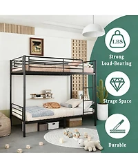 Streamdale Furniture Streamdale Metal Bunk Bed with Ladder, Guardrail, Splitable, Storage, Noise-Free, Twin Black