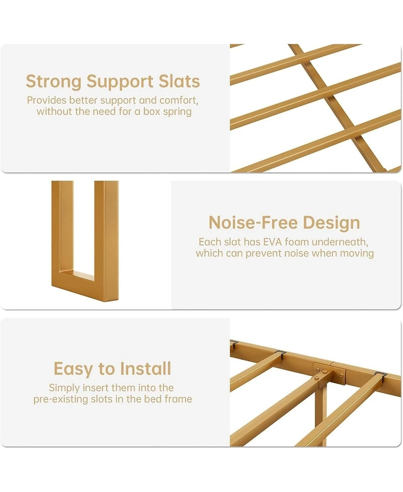 gaomon Velvet Upholstered Platform Bed Frame with Curved Button-Tufted Headboard, Golden Base and Sturdy Wood Slat Support