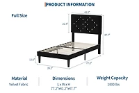 gaomon Bed Frames, Velvet Upholstered Frame with Vertical Channel Tufted & Sturdy Wood Slats, Strong Wooden Slats/Platform Easy Assembly