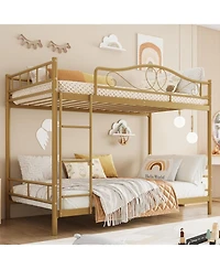 gaomon Twin Over Twin Metal Bunk Bed with Ladder and Full-Length Guardrails, Heavy Duty Space-Saving Bunk Bed Frame