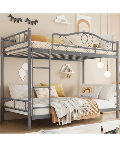 gaomon Twin Over Metal Bunk Bed with Ladder and Full-Length Guardrails, Heavy Duty Space-Saving Frame