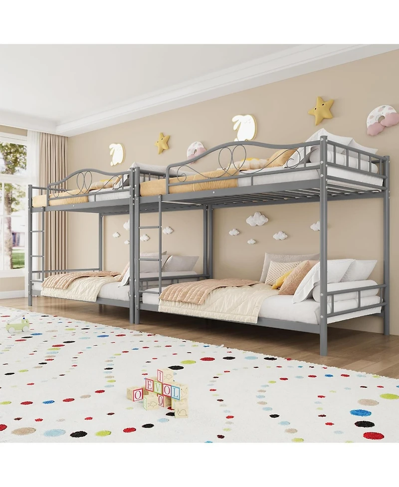 gaomon Twin Over Metal Bunk Bed with Ladder and Full-Length Guardrails, Heavy Duty Space-Saving Frame