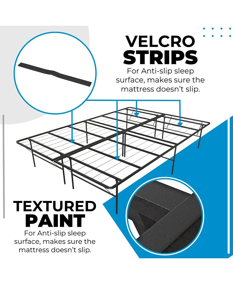 Boyd Sleep 14" Metal Platform Bed Frame with No-Tool Assembly, Textured Anti-Slip Surface - 2500 lb. Weight Capacity, Extra Underbed Storage