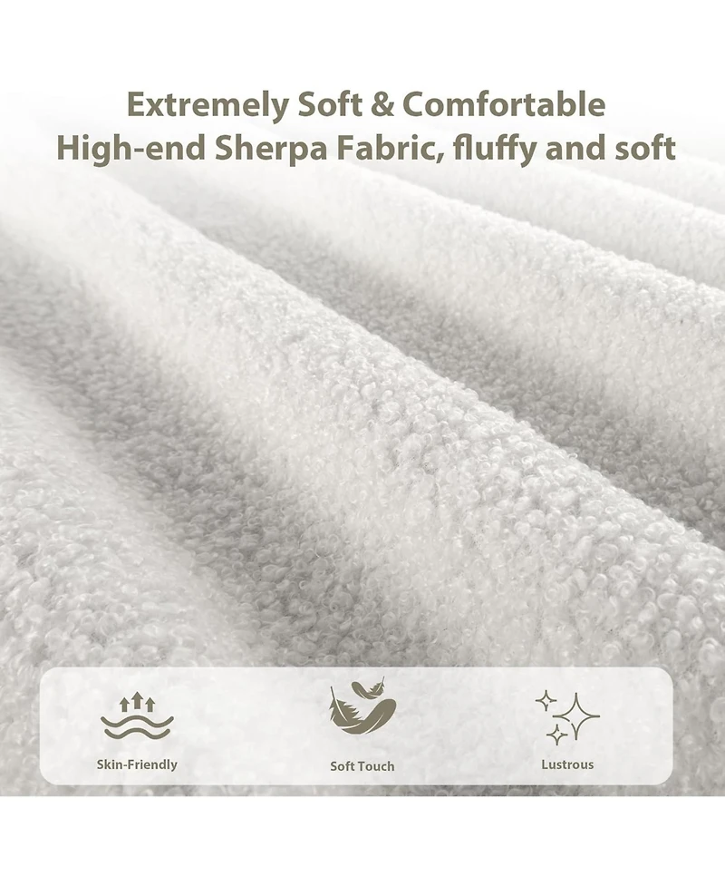 gaomon Queen Size White Boucle Bed Frame with Upholstered Headboard, Low Profile, Heavy Duty Wooden Slats, No Box Spring Needed