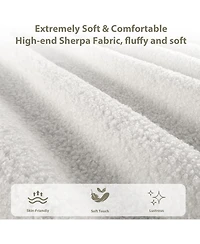 gaomon Queen Size White Boucle Bed Frame with Upholstered Headboard, Low Profile, Heavy Duty Wooden Slats, No Box Spring Needed