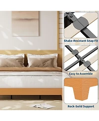 gaomon King Size Pine Wood & Metal Platform Underbed Storage 10.24" Clearance No Headboard Bed Frame