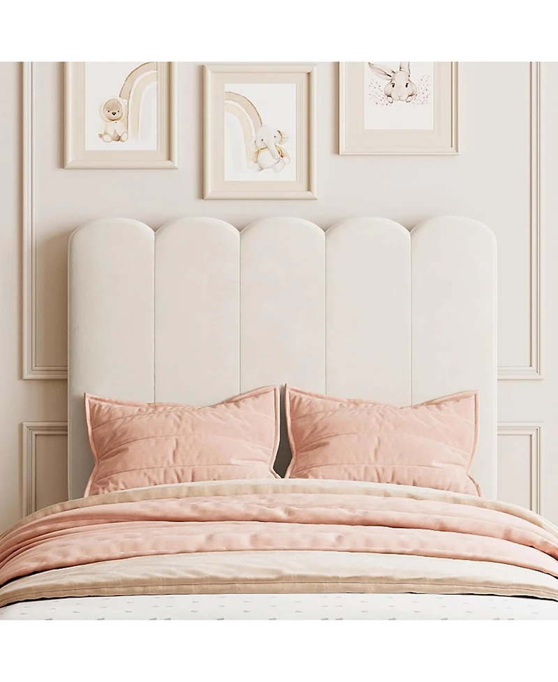 gaomon Twin Bed Frame with Storage Drawer and Headboard Velvet Upholstered Platform Girls Wooden Slats Noise-Free