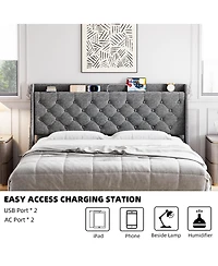 Gaomon Easy Assembly King Size Upholstered Bed Frame Space Saving, for Living Room, Guest Room