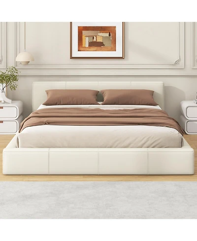 Streamdale Furniture Queen Faux Leather Birch Engineered Wood Minimalist Design, Durable Frame, No Box Spring Required Bed