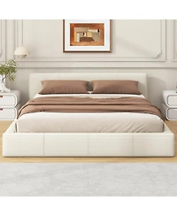 Streamdale Furniture Queen Faux Leather Birch Engineered Wood Minimalist Design, Durable Frame, No Box Spring Required Bed