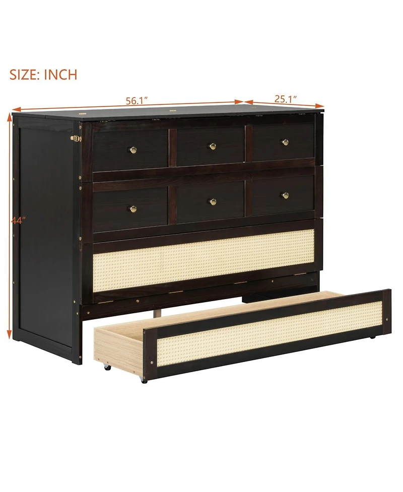 Streamdale Furniture Full Murphy Bed with Large Drawers, Gray