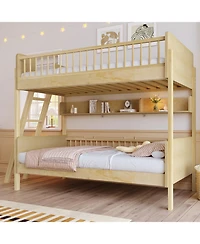 Streamdale Furniture Twin Wooden Bunk Bed with 3 Storage Shelves, White