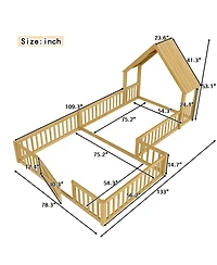 Streamdale Furniture Full Size House Floor Bed with Door