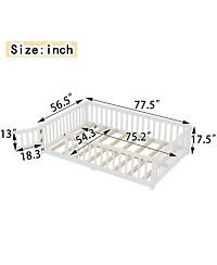 Streamdale Furniture Full Size Pine wood, Plywood Guardrails and Door for Kids Floor Bed