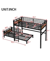 Streamdale Furniture Twin Xl/Twin Xl Metal Bunk Bed, Separable