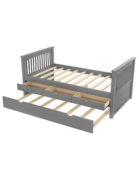 Streamdale Furniture Streamdale Twin Platform Bed with Drawers and Trundle, Solid Wood Daybed, Gray