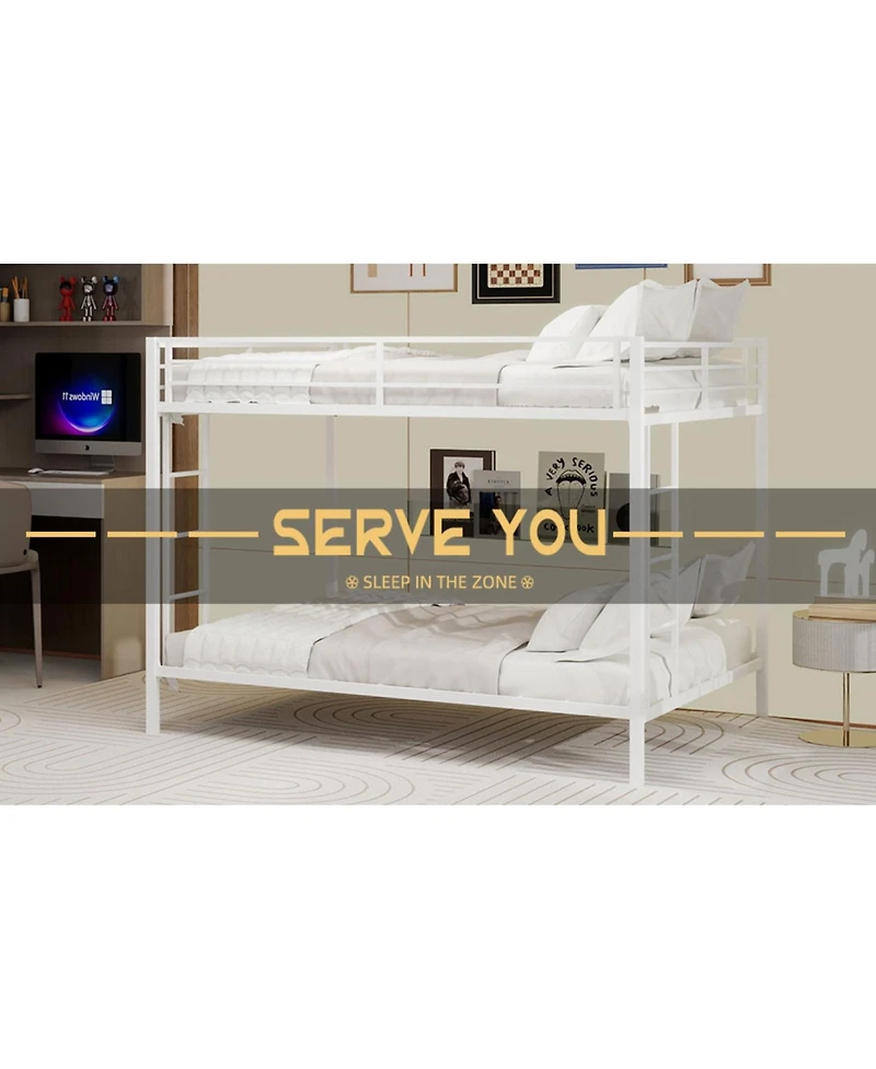 Streamdale Furniture Multi-Functional Square Tube Iron Bunk Bed - Queen Size