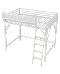 Streamdale Furniture Metal Full Loft Bed with Storage Shelves