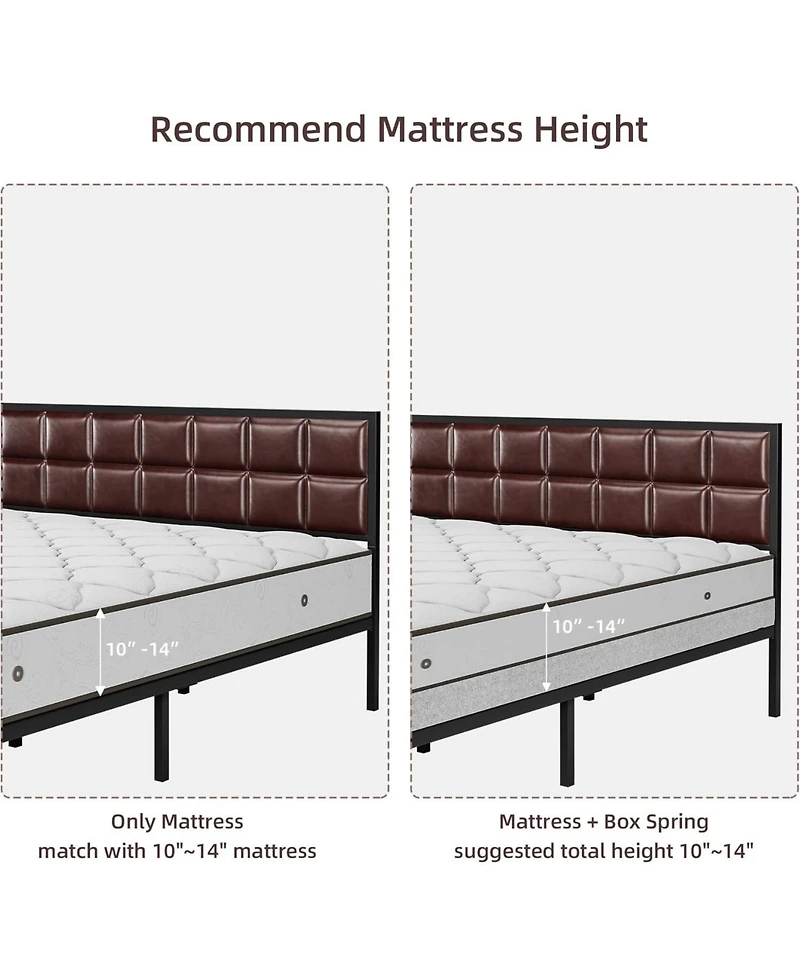 Gaomon + Size (Queen/King/Twin) + Metal + Headboard & Footboard + Platform Bed Frame