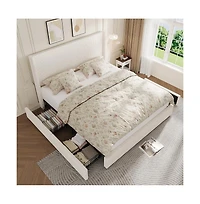 gaomon Upholstered Platform Bed Frame with Storage Drawers and Tufted Wingback Headboard, Easy Assembly