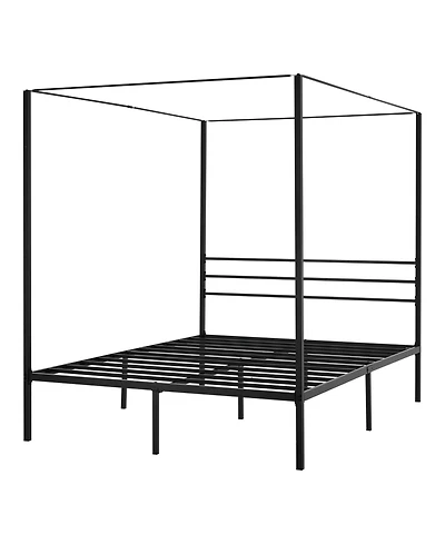 Slickblue 82.5 x 60.2 x 72 in / 2095 x 1530 x 1830 mm Metal Canopy Bed Frame with Elegant Four Poster Design