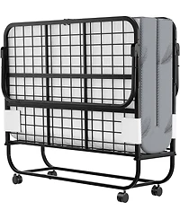 Aheaplus 75"x 46" Folding Bed with Mattress, Foldable Guest Rollaway Bed with Cover and Sturdy Metal Frame