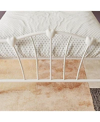 gaomon Twin Size Bed Frame for Kids Heart Shaped Headboard & Tailboard Heavy Metal Slat Support Noiseless White