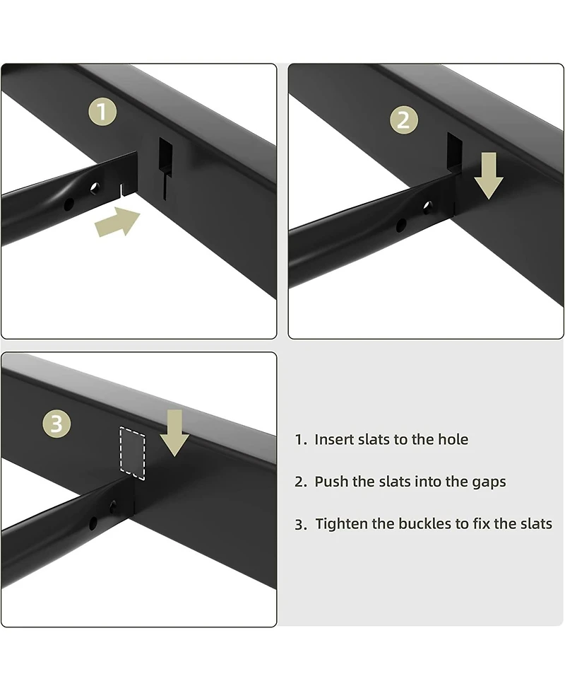 gaomon Faux Leather Platform Metal Frame Steel Slats Bed Frame with Upholstered Headboard, King Size