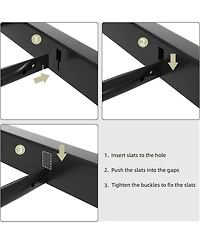 gaomon Faux Leather Platform Metal Frame Steel Slats Bed Frame with Upholstered Headboard, King Size