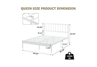 gaomon Queen Size Metal Bed Frame with Wave Headboard 2 Storage Drawers Underbed Storage Steel Slats