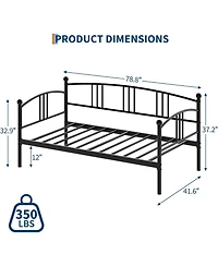 gaomon Twin Daybed Metal Sofa Bed Frame with Steel Slat Support Living Room Bedroom Guest Room Black