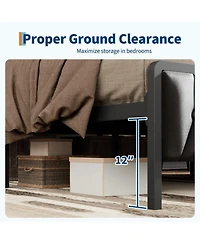 gaomon King Size Black Faux Leather Upholstered Platform Bed Frame with Storage Headboard Charging Station Usb Ports Outlets