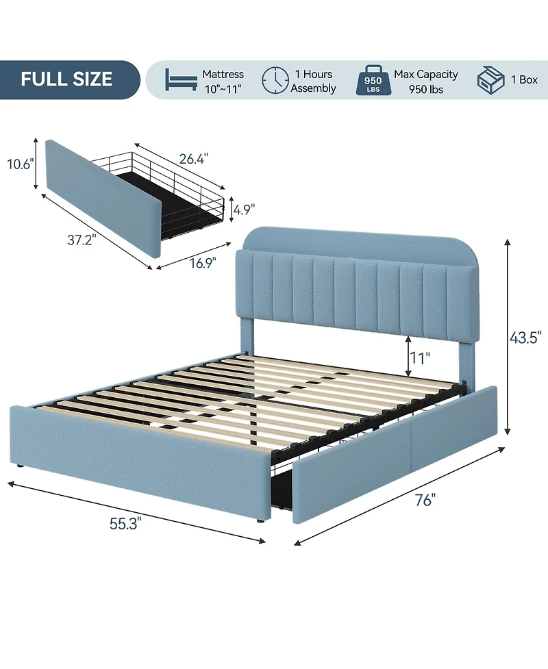 gaomon Full Bed Frame with Storage Headboard
