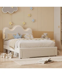 gaomon Full Bed Frames Lamb Velvet Twin Beds Cute Platform Bed Frame for Girls, Boys,Sturdy Platform Bed