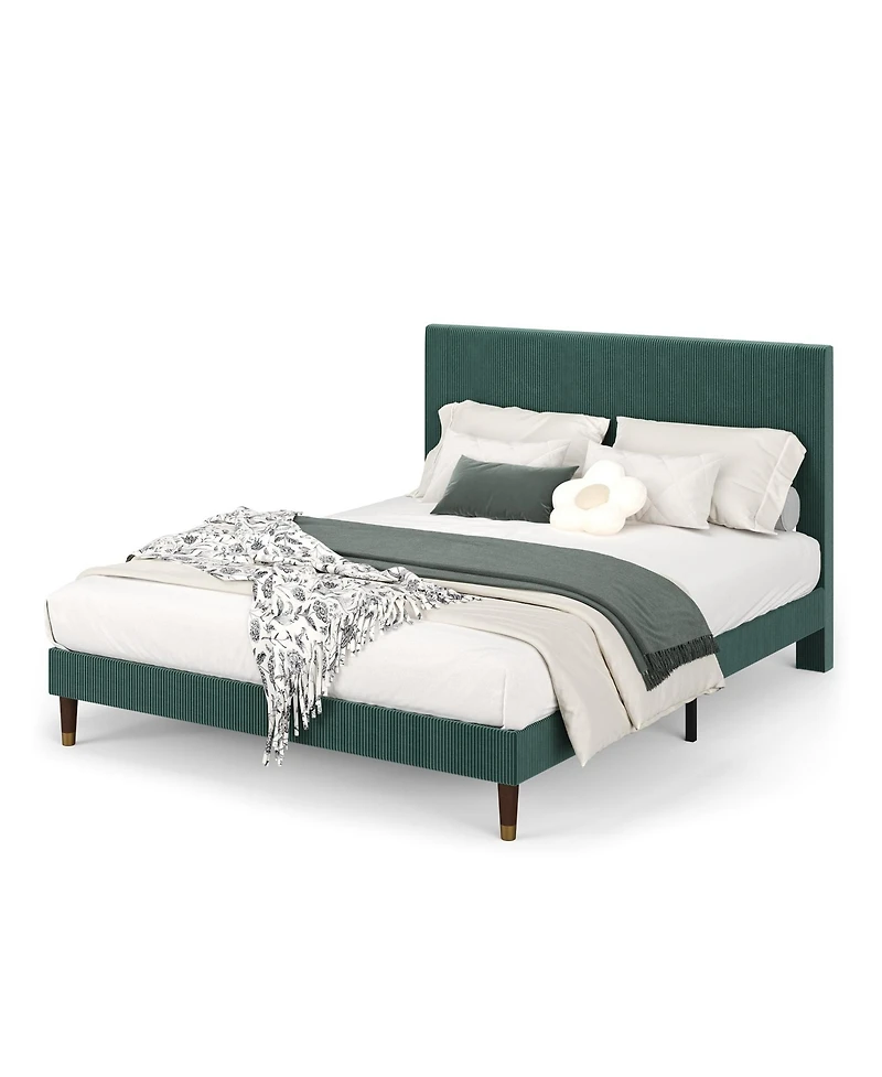 gaomon Full Bed Frame Upholstered Platform Bed with Fabric Headboard