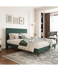 gaomon Queen Bed Frame Upholstered Platform Bed with Fabric Headboard, Non-Slip and Noise-Free